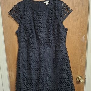 H&M Dark Blue Lace Knee Length Dress
